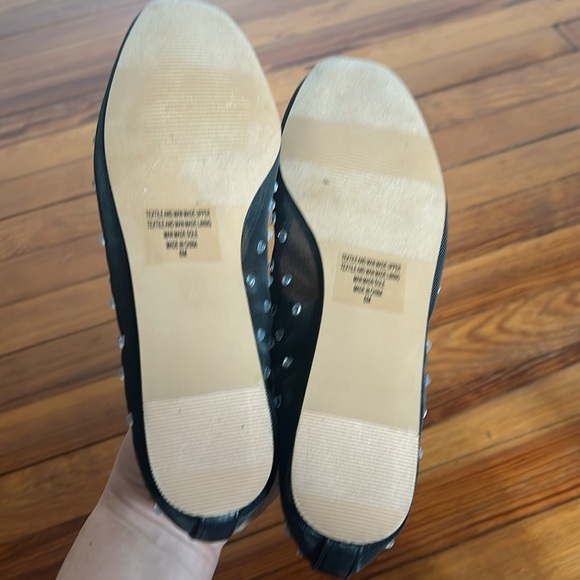 LOFT Chic Black Mesh Sparkling Studded Ballet Flats Size 6 - Picture 8 of 9